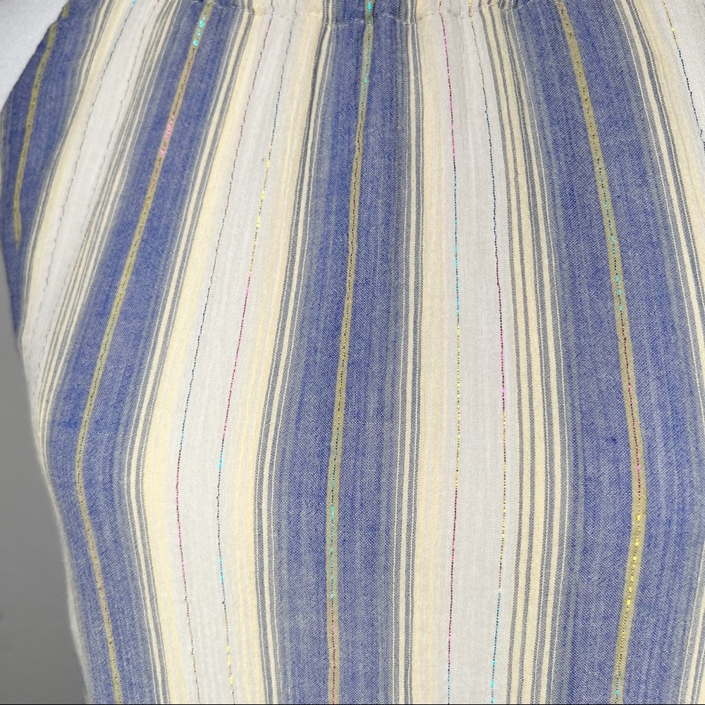 SOLD-Urban Outfitters Striped Chambray and Cream Midi Halter SunDress - Picture 5 of 15
